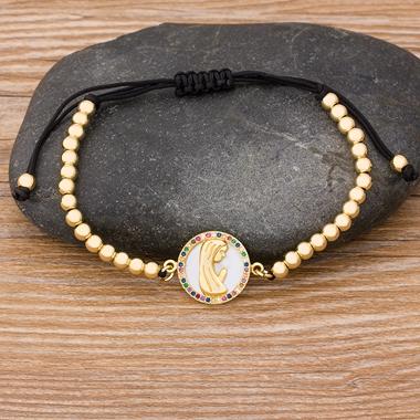 Nidin Men Classic 9 Styles Virgin Mary Bracelets Women Crystal Bracelets Christian Adjustable Handmade Copper CZ Bead Jewelry