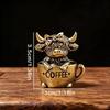 Vintage Lucky Fengshui Highland Cow Figurine Mini Solid Brass Bull Statue for Home Office Desk Decor Animal Collection Gift