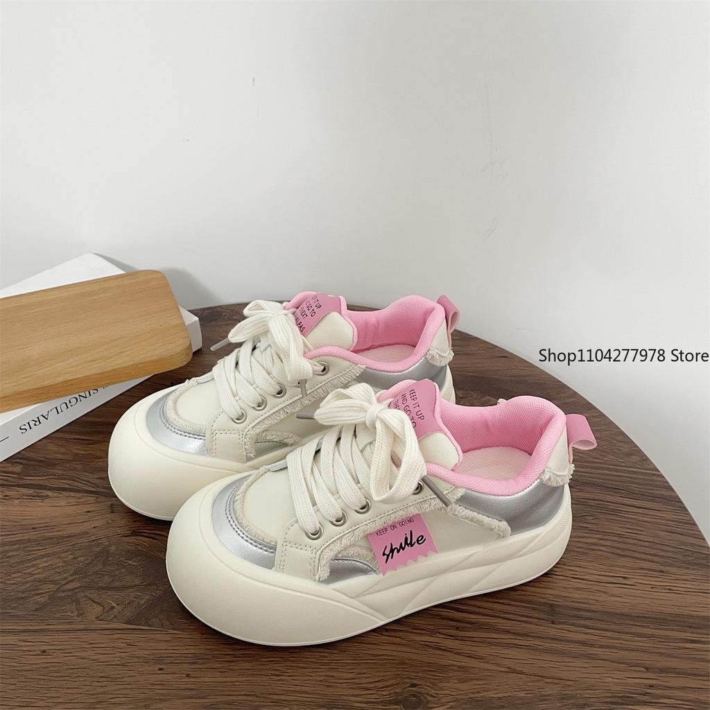 Fashion Women Flat New Wave Platform Sneakers Female Autumn New Round Toe Mixed Colors Women Casual Shoes Comfortable Breathable Loafers