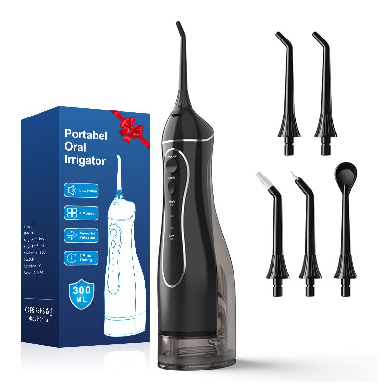 Ústní irigátor Water Flosser Přenosný dentální vodní paprsek 300ml vodní nádržka na čištění zubů USB dobíjecí voděodolný