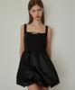 Hypernet Balloon Mini Dress Black