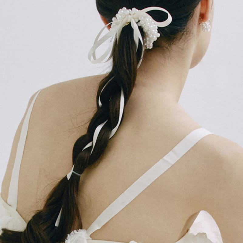 HAS HTY005 Elfenbeinperlmutt Haargummi