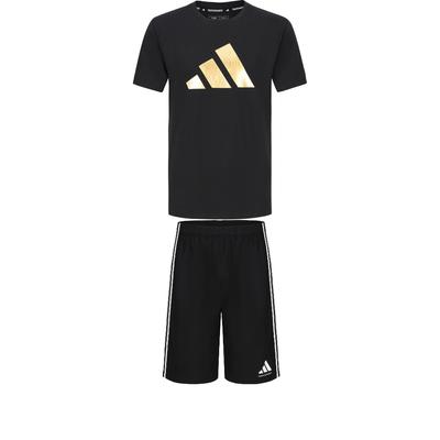 Taekwondo Soft Pullover Round Neck Short Sleeve T-Shirt Comfortable Fashion Striped Shorts Casual Sports Suit ADICLTSPSTK-BG+S21ATMSH2T-BW