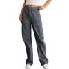 Damen lockere lässige High-Waist gerade Hosen mit sechs Taschen Cargo-Hosen