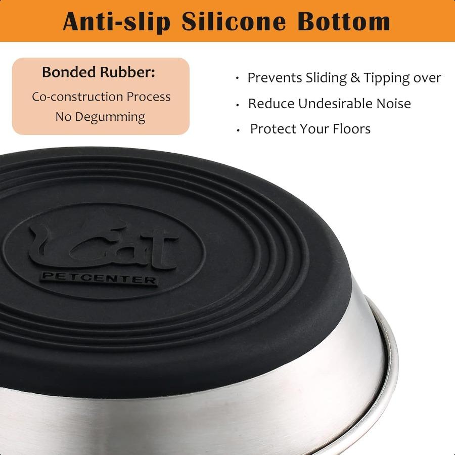 

Миски для кошек из нержавеющей стали, неглубокие миски, удобные для усов, для еды и воды, нескользящее силиконовое дно, сверхпрочный сменный набор United States