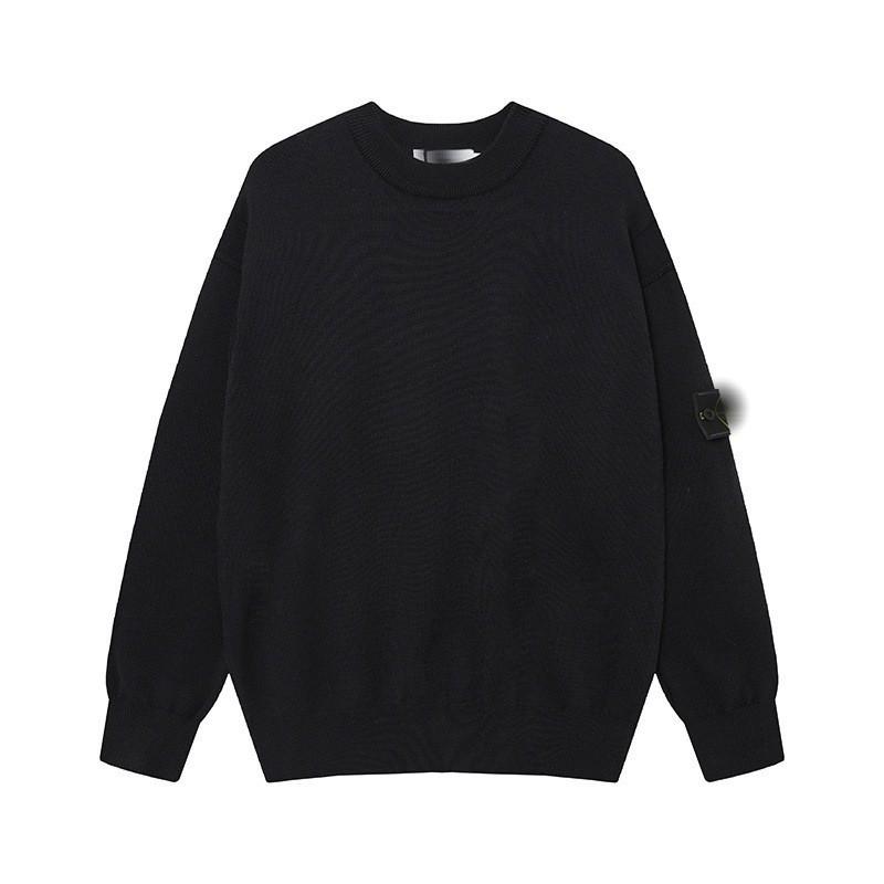 Unisex Classic Crewneck Long Sleeve Sweater With Embroidered Patch Warm Knit Pullover Winter Daily Wear