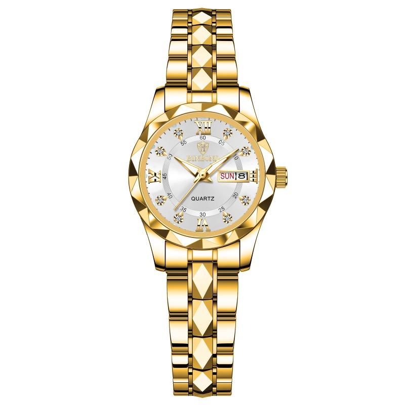 Herrenuhr Wasserdicht Leuchtende Uhr Rhombus Spitze Glas Doppelkalender Trend Freizeit Uhr Herren