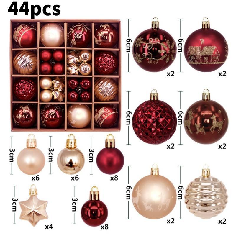 Charming 44 Piece Decorative Christmas Balls In Unique Shapes For Elegant Holiday Display