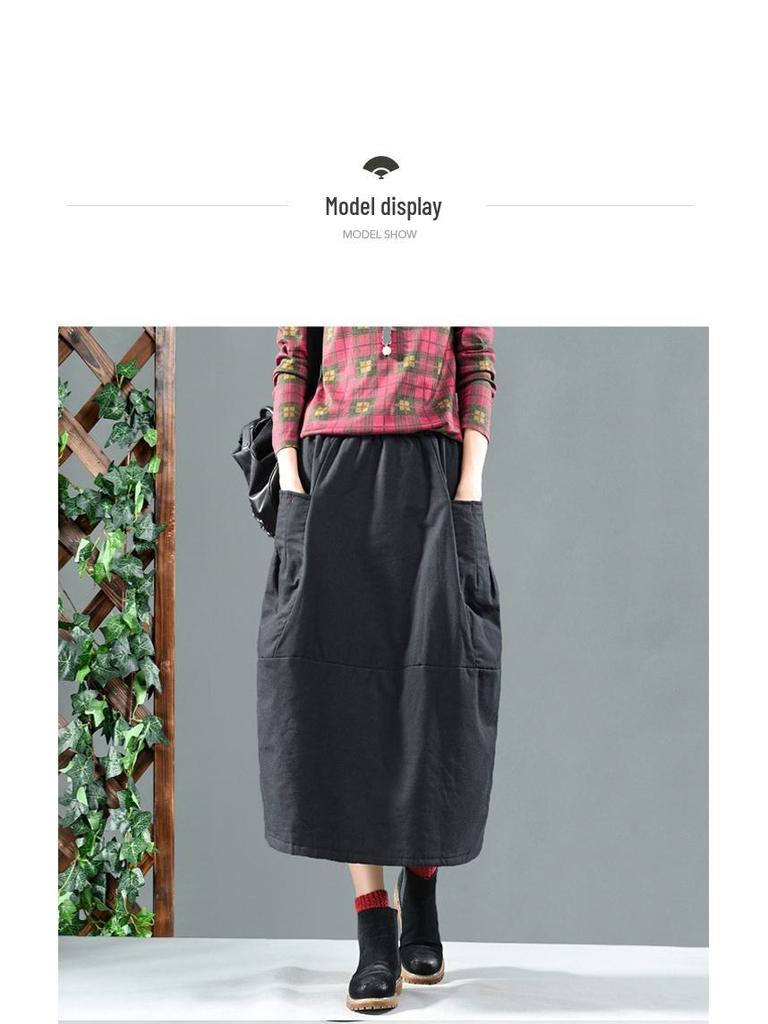 Retro Plus Size Mid-Length A-Line Skirt - Flattering, Versatile, and Artistic Design