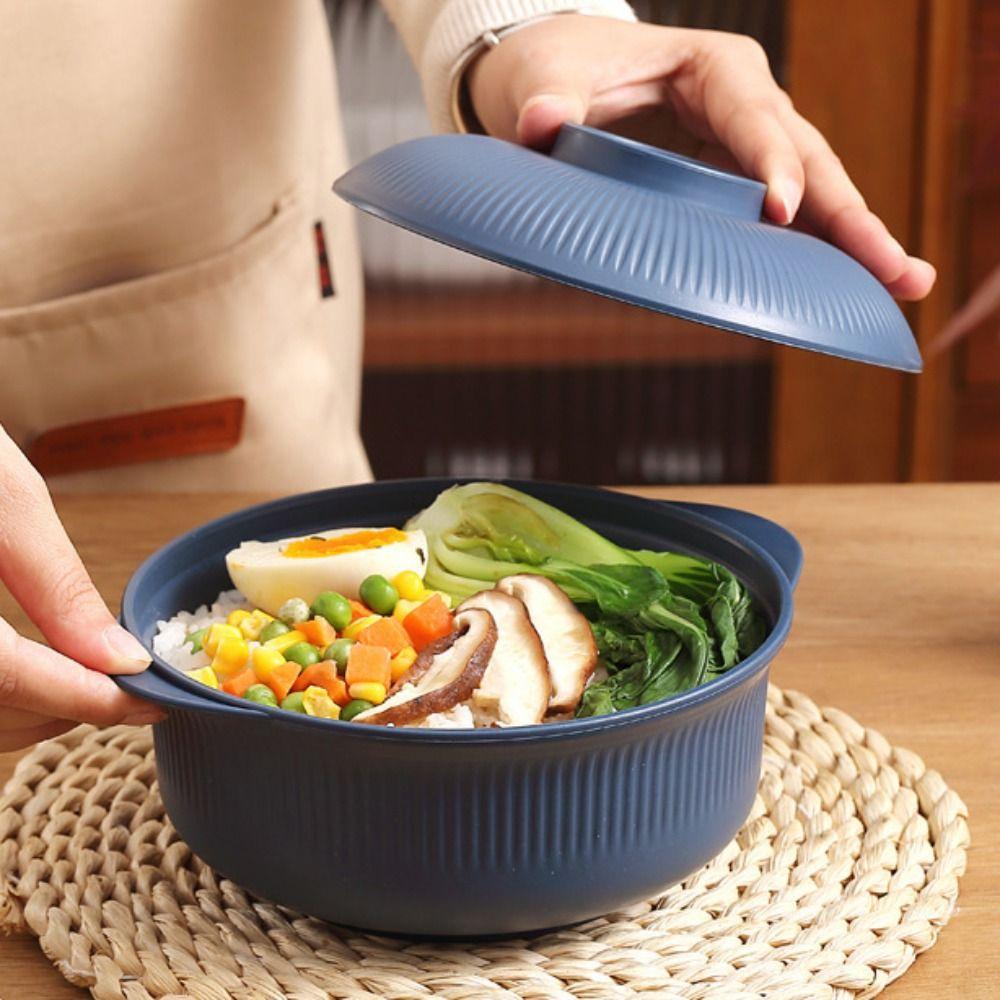 4 Set Large Capacity Salad Bowl Plastic Soup Bowl Kitchen Utensils Ramen Noodles Bowl Picnic