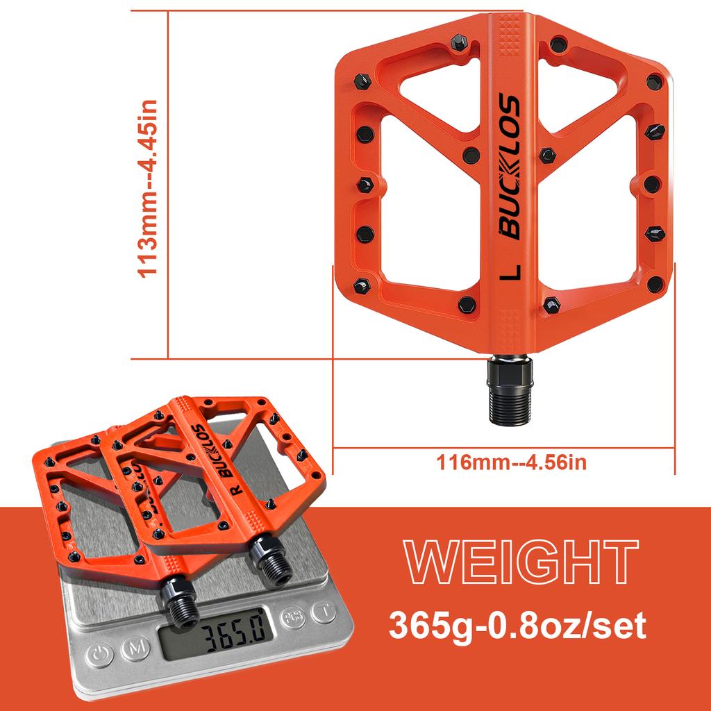 BUCKLOS Bicycle Pedals Sealed Bearing MTB Platform Pedal for Bicycle Mountain Nylon Bike Flat Pedals 9/16'' MTB Road Bike Part
