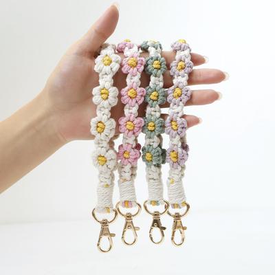Boho Sedmikráska Chryzantéma Pletený Náramek Klíčenka
