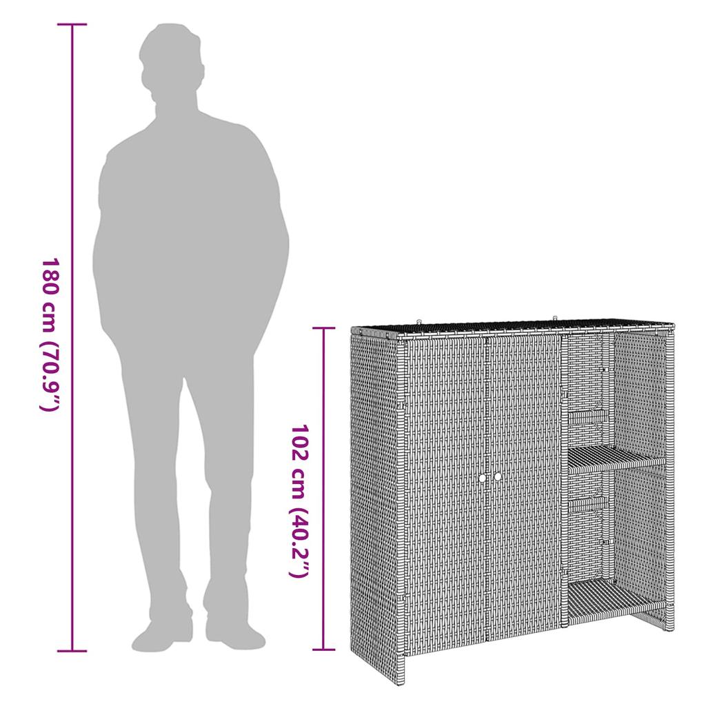 Black Storage Cabinet with Shelf 100 x 36 x 102 cm Rattan