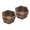 2pcs Wooden Barrel Planter Hexagonal Planting Bucket Decor