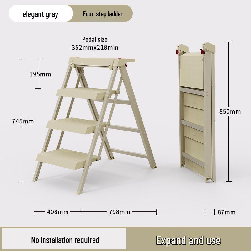 Kangya Le Multifunctional 3-Step Aluminum Folding Ladder for Home