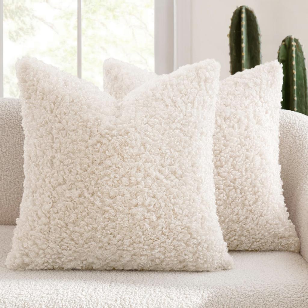 Thick Soft Lamb Wool Pillow Cover Solid Color Modern Simple Nordic Sofa Cushion For Cozy Home Decor