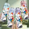 1PC Colorful Flower Bouquet Pattern 750ml Color Plastic Sports Water Bottle Leakproof Flip Straw Lid Suitable for Sports Office Home Use