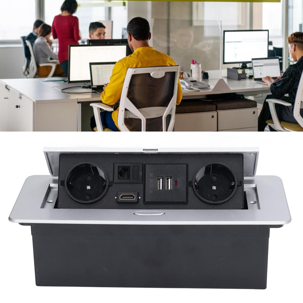 Desktop Socket 16A Power Strip Table Connection Box Dual USB EU Standard AC 250V Welding Free for Of