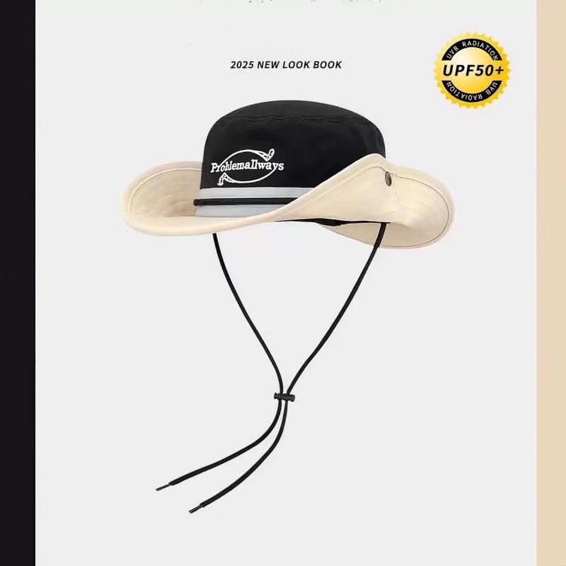 Fisherman Sun Protection Embroidered Outdoor Cowboy Hat for Camping and Mountaineering