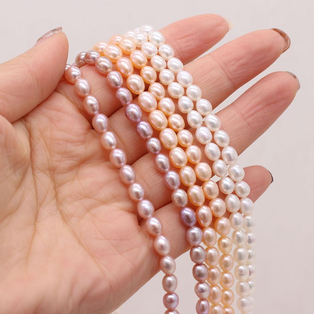 1String, Boho Natural Freshwater Pearls, Rice-shaped Pearl Beads, 5-6 Mm, for DIY Necklace Bracelet, Jewelry Making, Birthday Party Crafts, 36cm