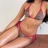 Ensemble bikini imprimé léopard pour femme, dos nu, haut à nouer, short, tenue de bain pour la plage et la piscine