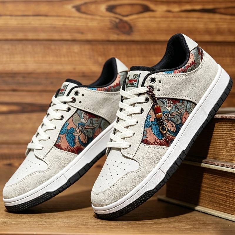 Scarpe da ginnastica Dunhuang dream butterfly da uomo per giovani, scarpe sportive e per il tempo libero di tendenza nazionale, scarpe dipinte e ricamate