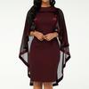 Dress Mesh Stitching Slim-fit Polyester Women Fashion Cape Dress for Banquet