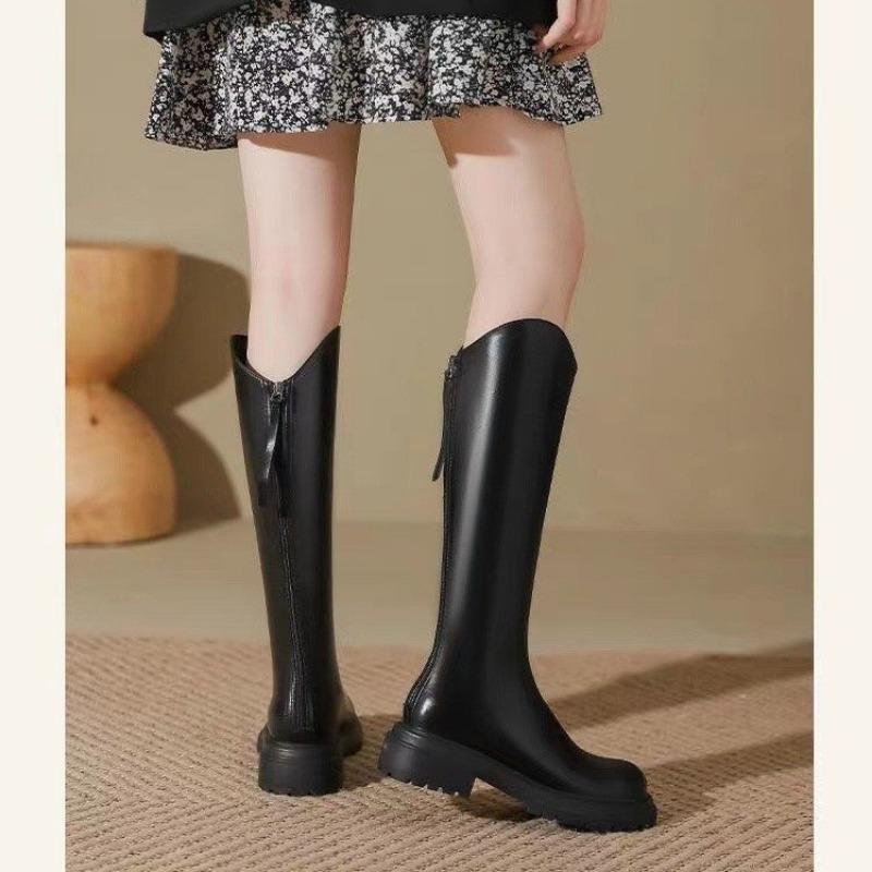 Fashion 2024 Autumn Women'S Rubber Boots Women Shoes Woman Winter Shoes Low Heels Booties Round Toe Rain Mid Calf Long Boots
