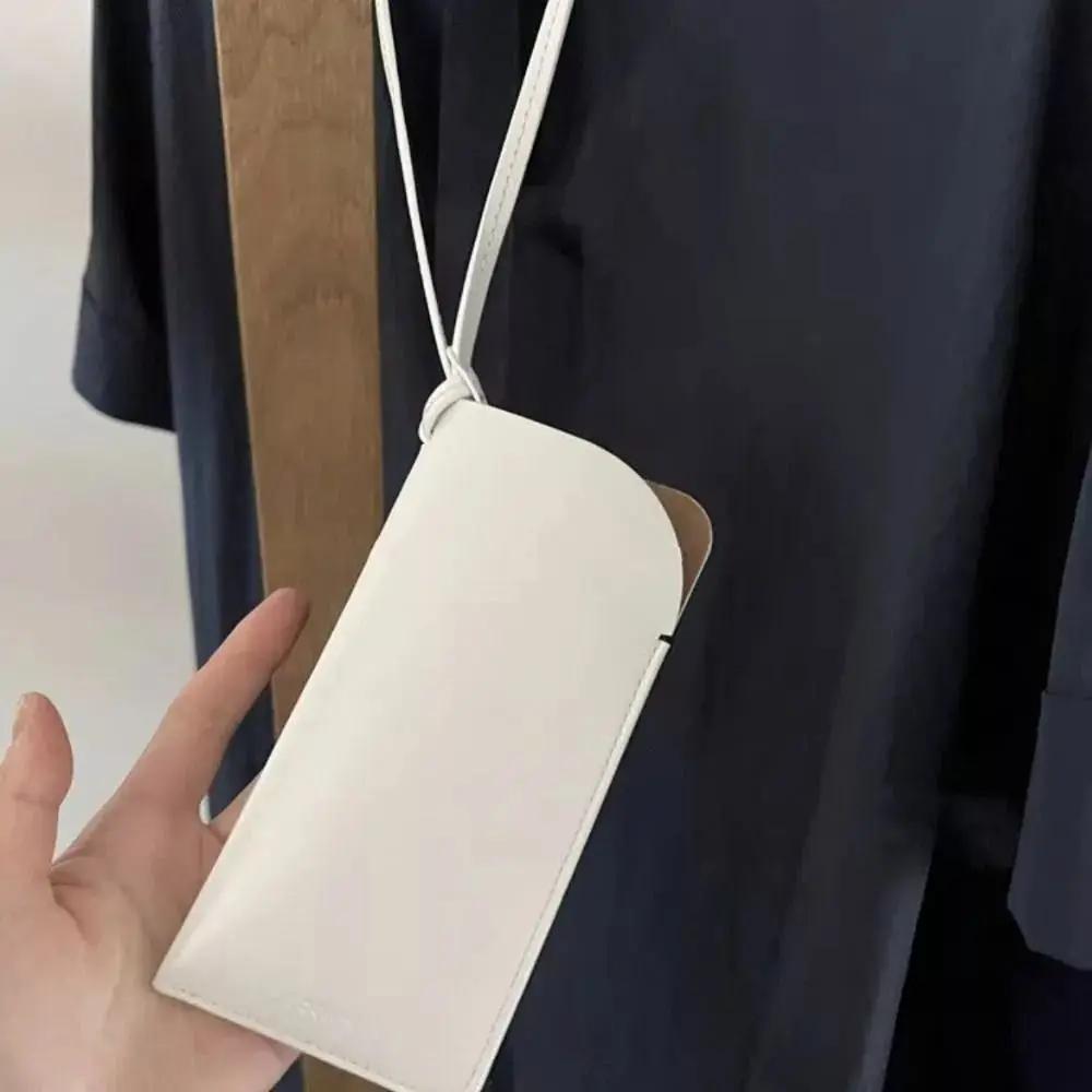 PU Leather Glasses Storage Bag Hanging Neck Glasses Case Sunglasses Storage Clip Solid Color Eyewear Bag Gift 2025 New