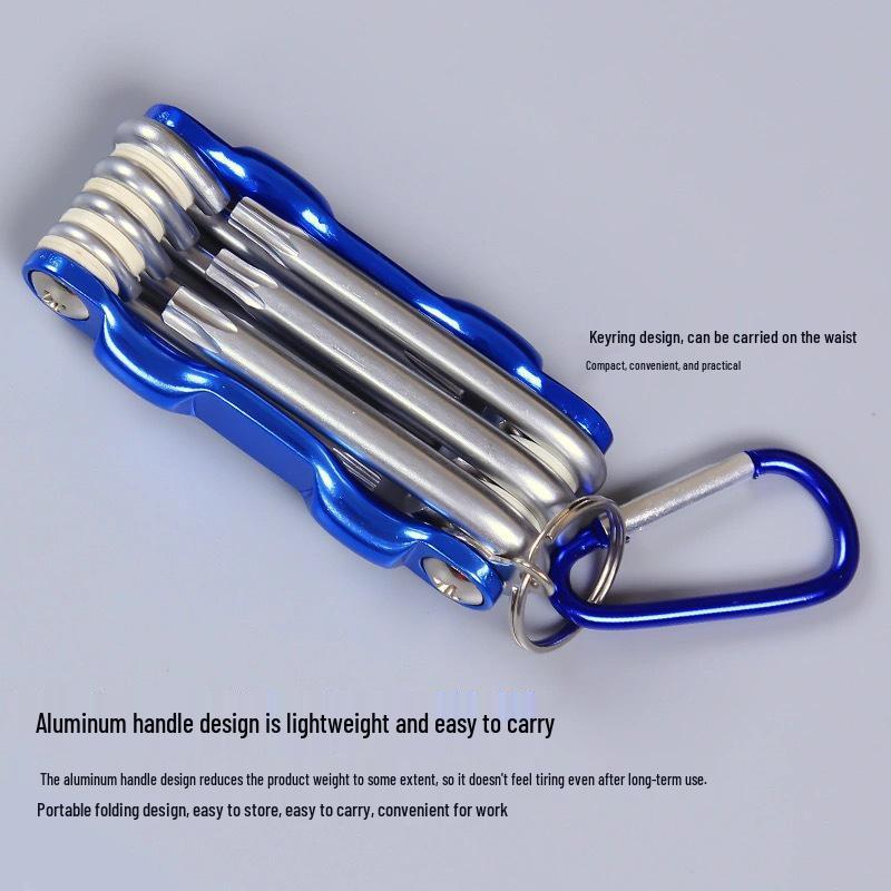 Blue Multifunctional Portable Folding Torx & Hex Wrench Set with Hollow Screwdriver