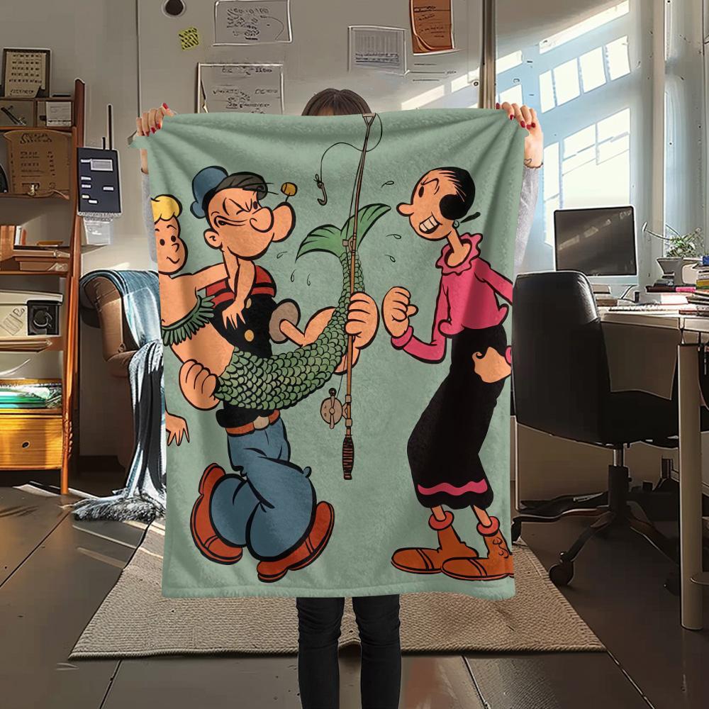 Popeye the Sailor Flannel Blanket, High quality Comfortable for All Seasons, Home Decor, Warmth and Comfort