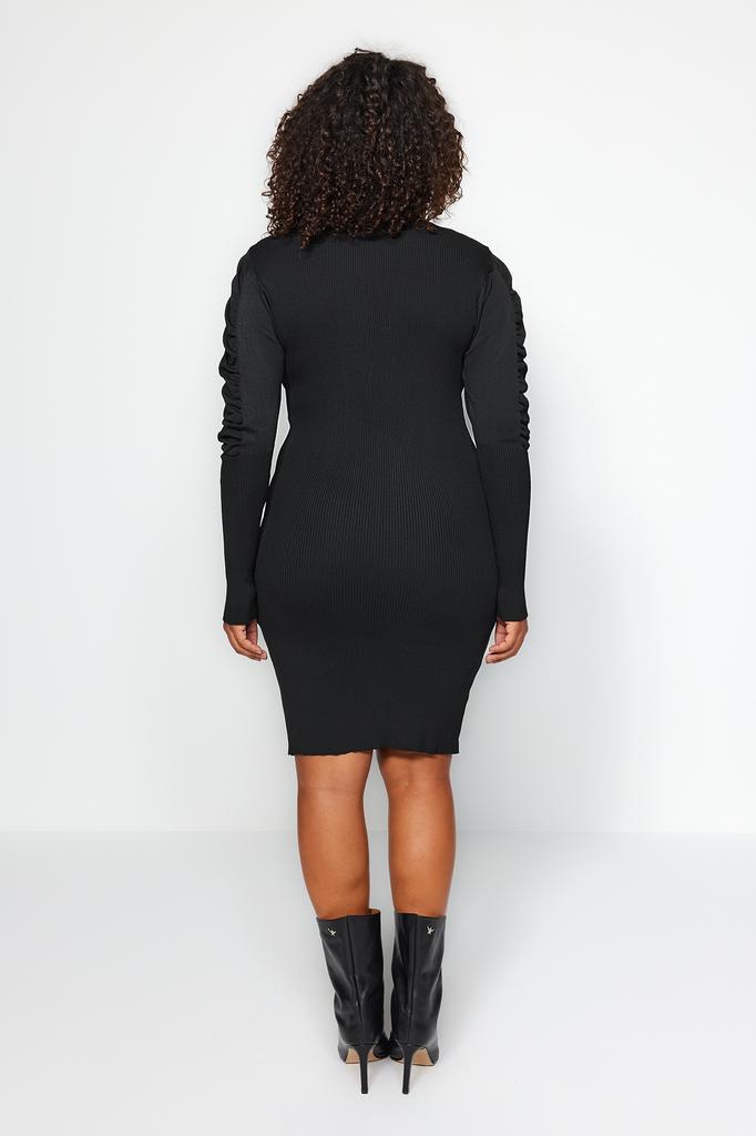 Women's Plus Size Dress New Season Fashion Black Turtleneck Knitwear Dress