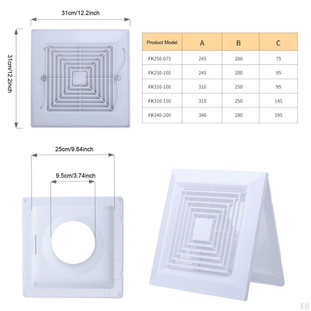 Square Air Vent Cover Conditioner Outlet Exhaust Fan Grille for Factories