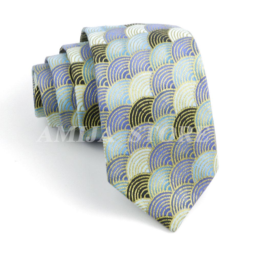 Men's Fashion Multi-color Linen Tie Sea Wave Fish Scale Pattern Tie Wedding Party Gift Daily Wear High Quality 7cm Golde Necktie