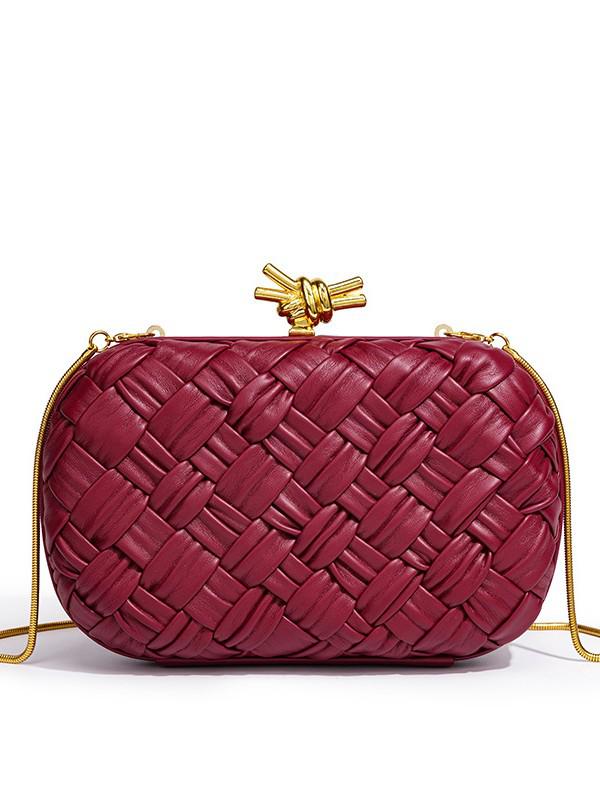 Borsa a mano intrecciata versatile da donna 2025: Elegante Pochette e Borsa a Tracolla con Catena per Banchetti, Serate e Altro