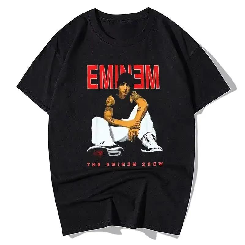Rapper Eminem Graphic Print T Shirt Vintage Fashion Casual T Shirt Men's Clothing Women's 2026 Summer New T Shirt