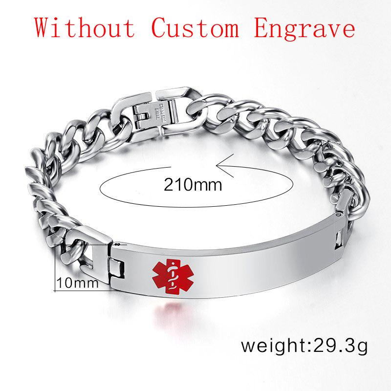 Vnox Customized Medical Remind Stainless Steel Bracelet Personalized ICE Info Emergency