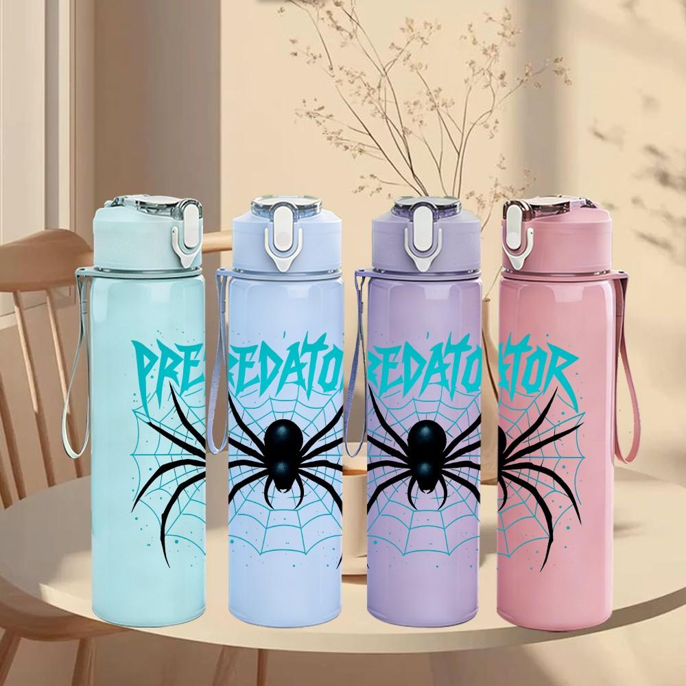 1PC Spider Predator Pattern 750ml Color Plastic Sports Water Bottle Leakproof Flip Straw Lid Suitable for Sports Office Home Use