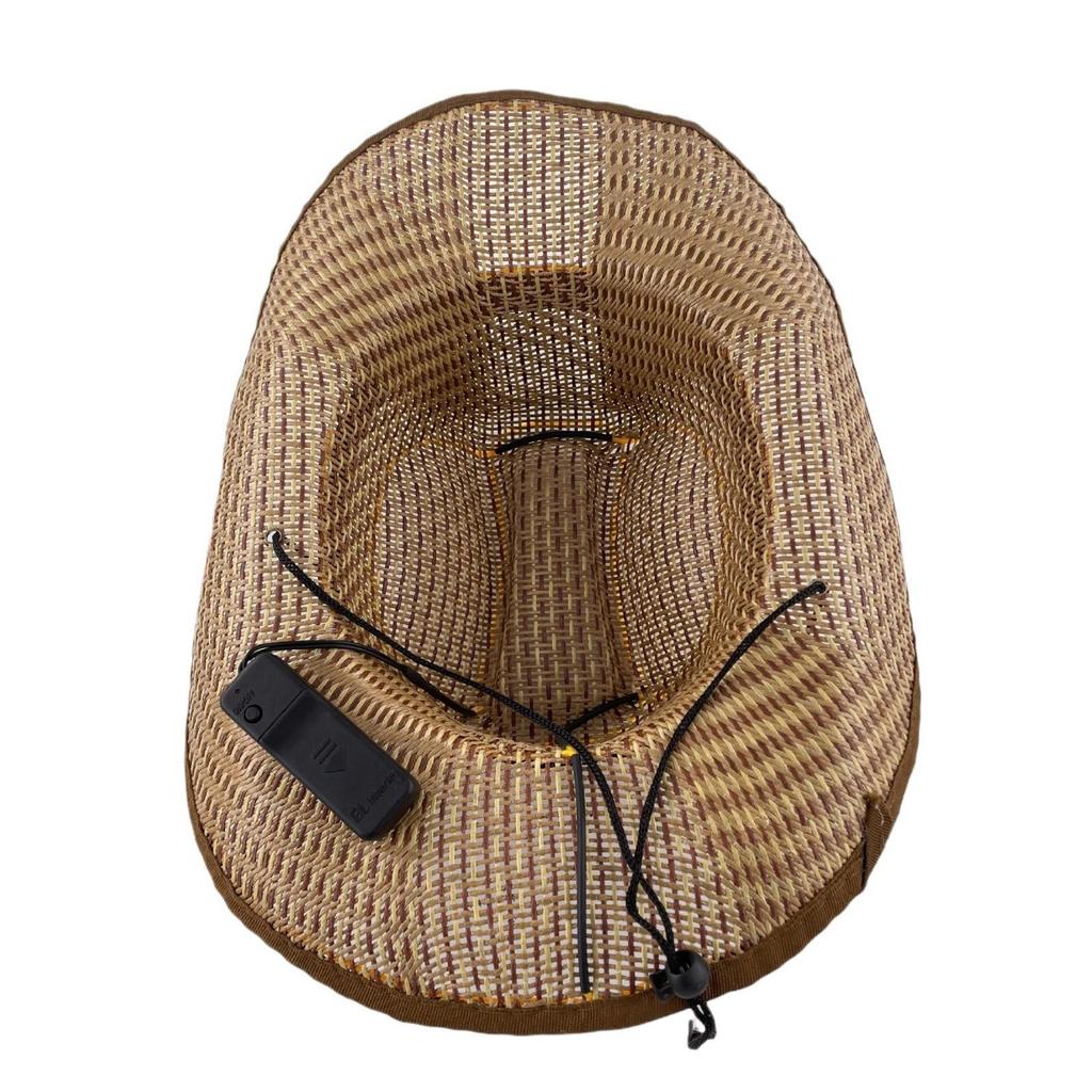 LED Luminous Cowboy Hat - Western Style for Men & Women, Large Brim Straw Sun Hat for Summer and Outdoor Performances