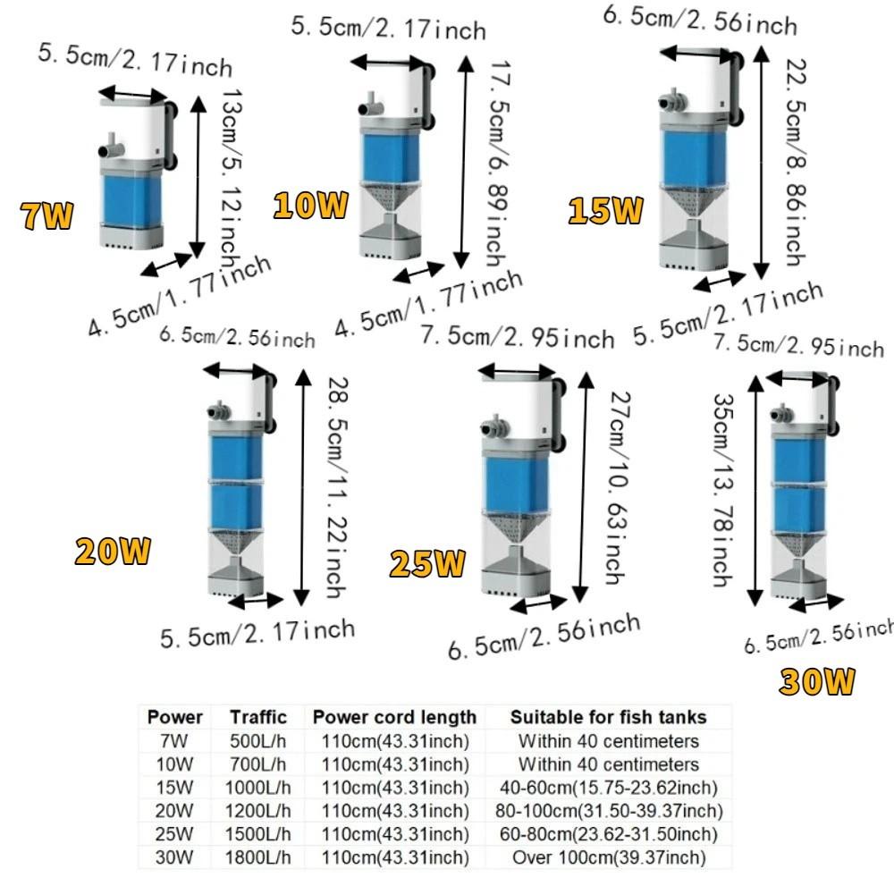 Low Noise Aquarium Filter Pump Removable Fish Stool Filter Collector Aquarium