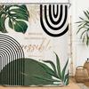Abstract Zen Spa Shower Curtain Set Minimalist Bible Meditation Modern Aesthetic Contemporary Green Plant Leaves Monstera