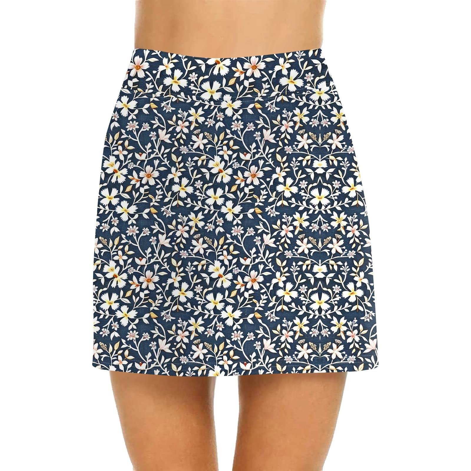 

Женская повседневная юбка с высокой талией и принтом, короткая юбка-полусолнце, спортивная юбка, плиссированная юбка L синий