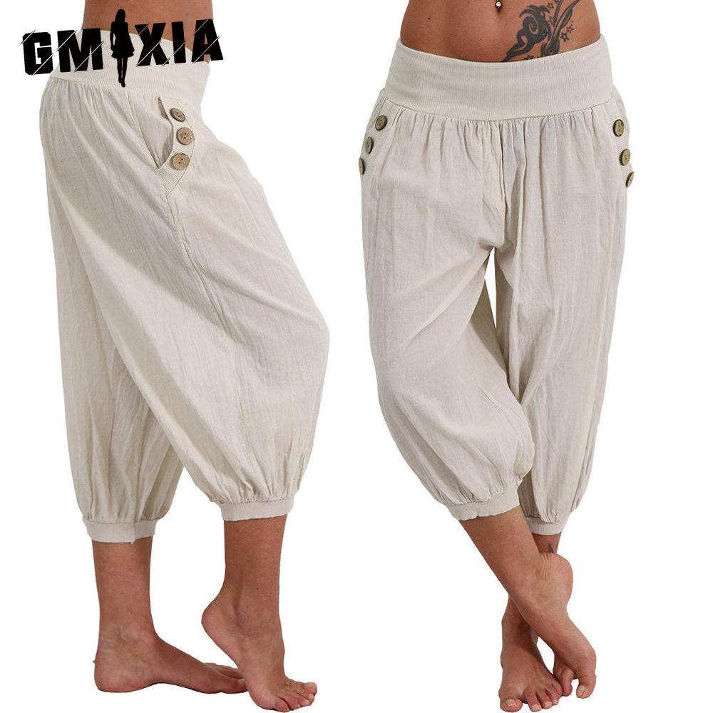 GMXIA Summer Women Cool Trousers Casual Loose Wide Leg Plus Size Pants Comfortable Leisure Pants