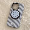 Blue and Black Striped IPhone 16promax Apple 15 Mobile Phone Case 14 Suitable for 13 Bow Magnetic Bracket 11 Korean