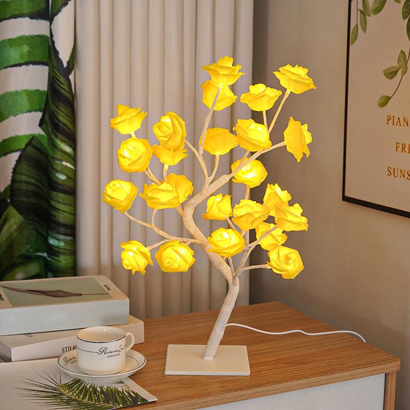 Table Lamp Lights Rose Flower Tree Usb Night Lights Home Decoration Parties Xmas Christmas Wedding Bedroom Decor Rose Lamp