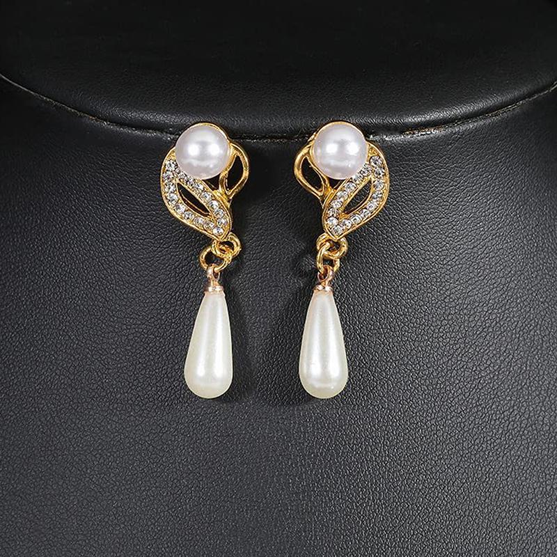 3Pc Women'S Wedding Season Imitation Pearl Flower Necklace Earrings Jewelry Set Wedding Date Party Holiday Gift-8916