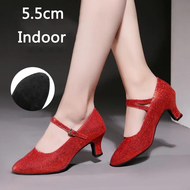 Tênis de Salão Sapatos de Dança Latina para Interior/Exterior Feminino Sola Macia Sapatos de Dança Dedos Fechados para Dança Moderna Jazz Tango