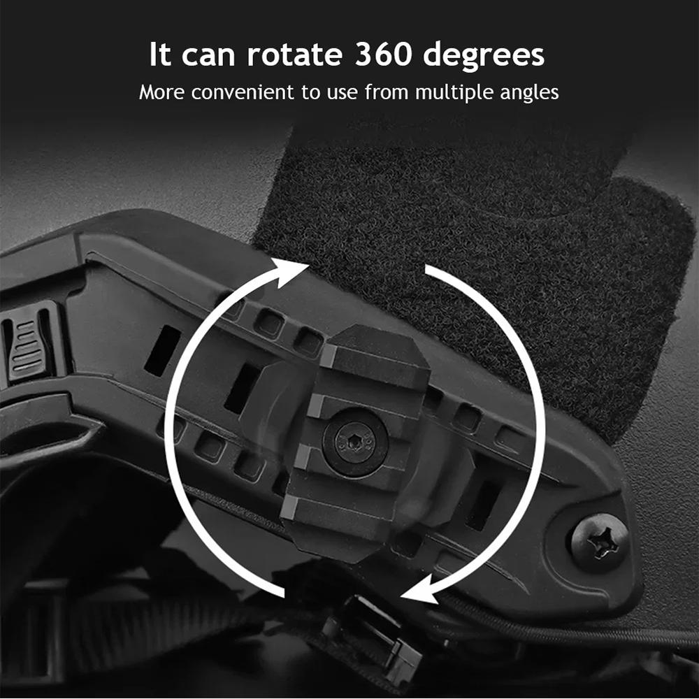 1Pcs Nylon Tactical ARC Helmet Rail Swivel 360 Degrees Side Rail Mount Adapter