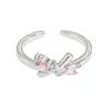 Sweet Pink Zircon Super Fairy Open Ring Bow Exquisite Niche Light Luxury High-End Ring Woman