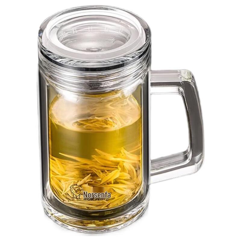 NORSENFA Double-Wall Glass Office Mug with Filter